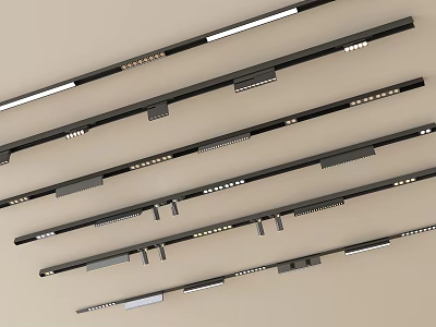 Black Linear LED Downlights and Spotlights with Modern Design in Various Sizes 3d model