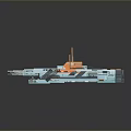 3D Model of Modern Industrial Machinery With Orange Blue Modules And Track Structure