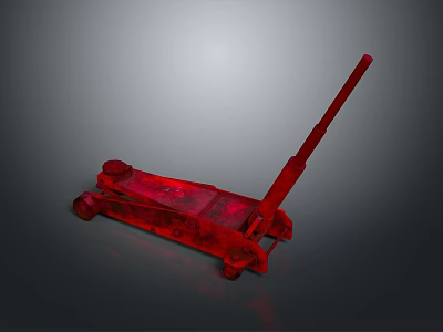 Red Hydraulic Car Jack Equipment With Wheels And Handle For Repair 3d model
