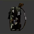 Durable Green Camouflage Backpack With Brown Orange Straps And Buckle Design For Daily Use