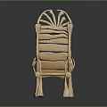 Handcrafted Wooden Armchair With Intricate Backrest Curved Armrests And Tapered Legs