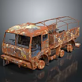 Rusted Old Truck With Open Bed Metal Railings And Weathered Worn Appearance