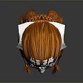 Character With Orange Braided Wig And Spiked Front On White Mannequin Head