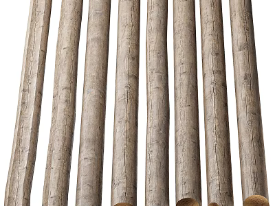 Natural Wooden Pillars With Textured Surface For Home Decor Applications 3d model