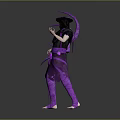 Unique Character In Purple Costume With Black Hat Octopus Tentacle Decorations And Purple Cane