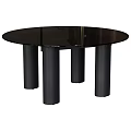 Modern Black Round Dining Table With Four Cylindrical Legs Design 3d model