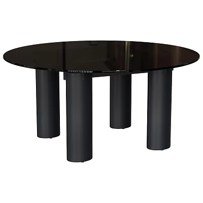 Modern Black Round Dining Table With Four Cylindrical Legs Design 3d model