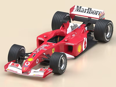Red Formula 1 Racing Car With Marlboro Shell Logos 3d model