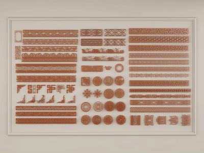 Intricate Carved Decorative Patterns with Stripes Circles and Floral Designs 3d model
