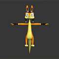 3D Cartoon Game Character With Yellow Body Long Ears Pilot Hat And Goggles