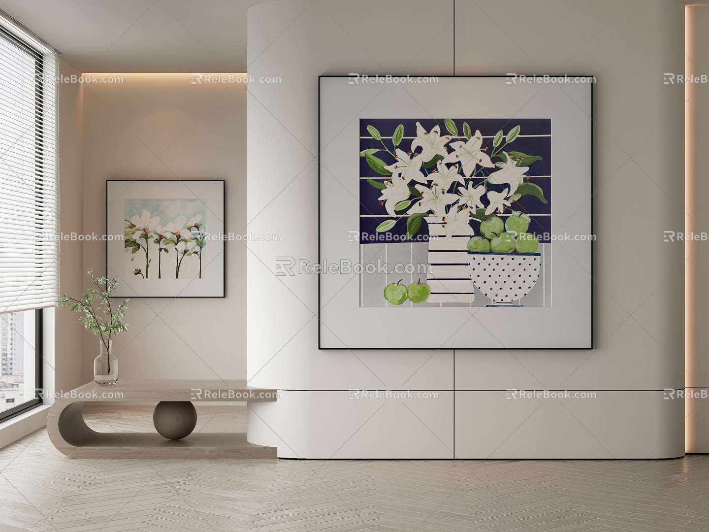 Modern plant painting decorative painting 3d model