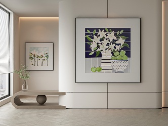 Modern plant painting decorative painting 3d model