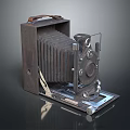 Vintage Folding Digital Camera With Leather Handle And Metal Parts