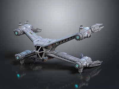 Futuristic Metallic Passenger Aircraft With Streamlined Structure And Blue Glowing Engines 3d model