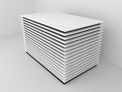 Minimalist Island Design With Stacked White And Black Slabs In Modern Interior Space 3d model