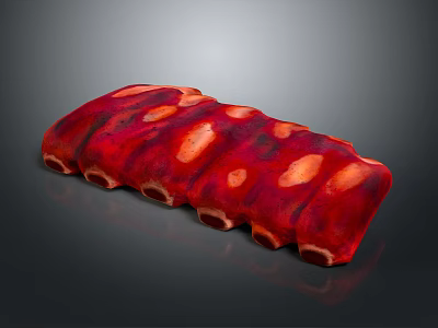 Fresh Raw Pork Ribs With Red Marinated Surface And Juicy Texture 3d model