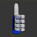 White Thumbs Up Icon With Blue Square On Dark Reflective Background 3d model