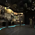 Cultural Center Exhibition Hall With Wall Art Displays And Visitors Exploring