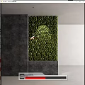Green Wall Plant Covered Vertical Garden With Modern Illuminated Design And Gray Base