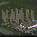Modern High Rise Residential Buildings With Greenery River And Community Center