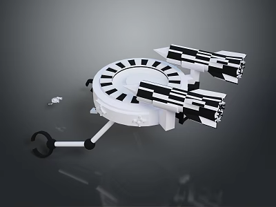 Space Station Structure With Circular Core And Black White Thruster Modules For Orbital Missions 3d model