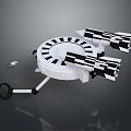 Space Station Structure With Circular Core And Black White Thruster Modules For Orbital Missions 3d model