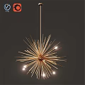 Modern Gold Starburst Chandelier with Metal Spokes Contemporary Lighting Fixture