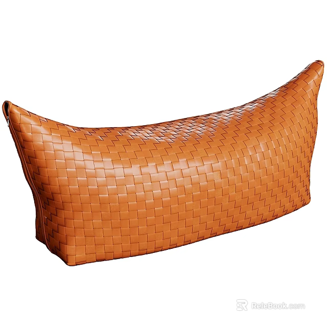 Orange Woven Leather Sofa Bench With Modern Design For Living Room Decor 3d model 