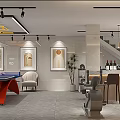 Modern Basement Recreation Space With Bar And Ping Pong Table 3d model