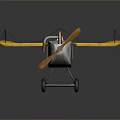 Toy Biplane Model With Yellow Green Wings Black Cross Propeller And Wheels