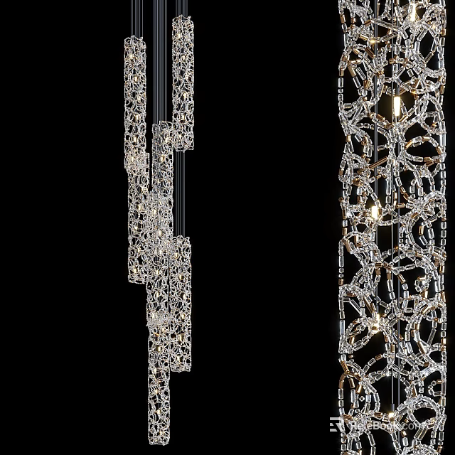 Elegant Modern Crystal Chandelier With Intricate Hanging Design And Shiny Details 3d model 