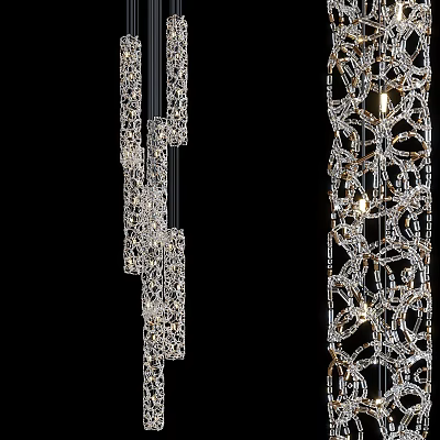 Elegant Modern Crystal Chandelier With Intricate Hanging Design And Shiny Details 3d model