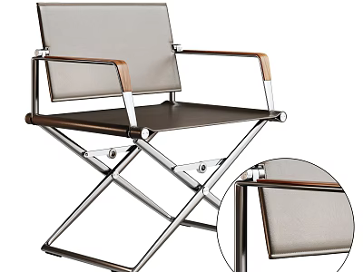 Modern Leisure Chair With Metal Frame Wooden Armrests Fabric Seat And Folding Design 3d model
