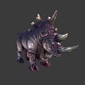 Powerful Mythical Armored Rhino Creature With Multiple Horns And Back Spikes 3d model