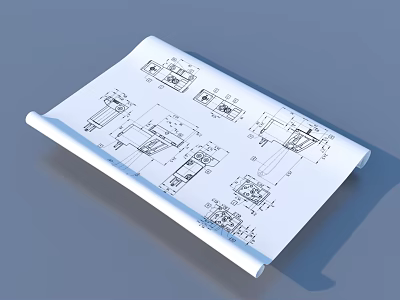 Rolled Technical Drawings of Daily Living Supplies with Detailed Design Sketches 3d model