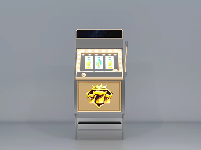 Classic Slot Machine With 777 Symbol Display Screen And Illuminated Front Panel 3d model