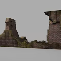 Ancient Ruined Brick Building Exterior Wall With Broken Structure And Weathered Texture