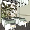 Spa Sauna Interior with Green Massage Beds Tropical Plant Murals Soft Lighting Relaxing Atmosphere