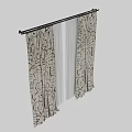 Modern Curtains With Geometric Patterns And Double Layer Design For Home Interior Decor 3d model