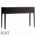 Modern Minimalist Black Dining Table With Fluted Design And Wooden Drawers