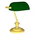 Vintage Green Desk Lamp With Gold Stand And Ornate Base Design