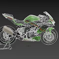 Kawasaki Green Sport Motorcycle With Sleek Design And Black Red Accents
