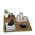 Elegant Decorative Ornament Set With Candles Mini Bicycle Model Pencils Books Coffee Cup And Tray