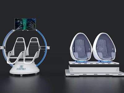 VR Immersive Amusement Rides With Circular Frame Screen And Egg Shaped Seats 3d model