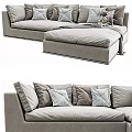 Modern Sectional Sofa With Soft Fabric Multiple Patterned Pillows And Throw Blanket In Living Room 3d model