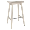 Modern Light Wood Bar Stool With Round Seat Slim Legs And Metal Crossbar
