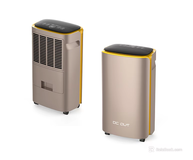 Modern OCUR Dehumidifiers With Black Top Golden Beige And Yellow Trim Design 3d model 