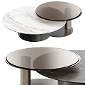 Modern Round Coffee Table With Marble Glass Tabletop And Metal Base