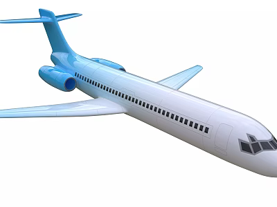Modern Blue And White Airplane Design With Wings Engines And Tail Structure 3d model