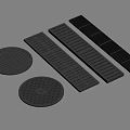 Various Metal Drainage Covers With Round Manhole And Rectangular Grating Panels 3d model